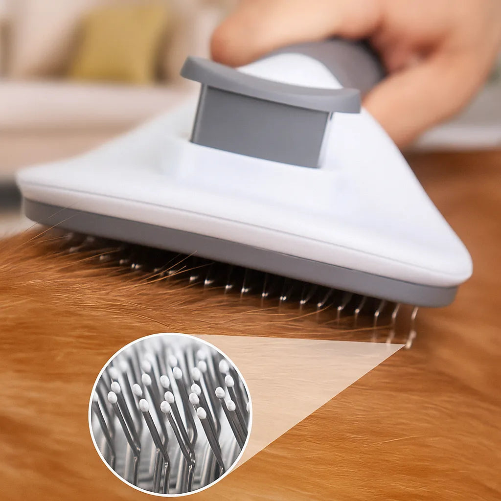 Haustierbürste mit Selbstreinigungsfunktion – Sanfte Fellpflege für Hunde & Katzen