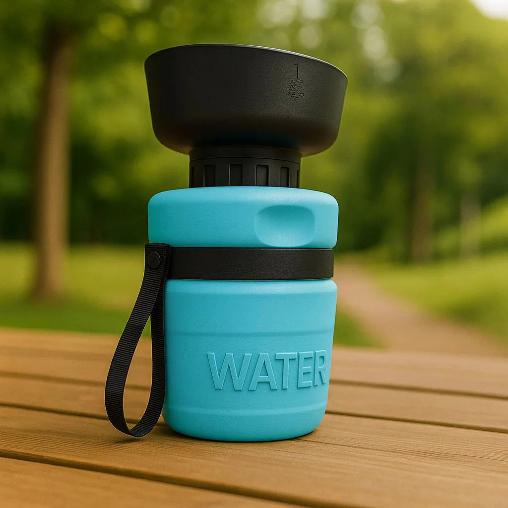 Faltbare Hundewasserflasche mit Trinknapf | Praktisch für unterwegs
