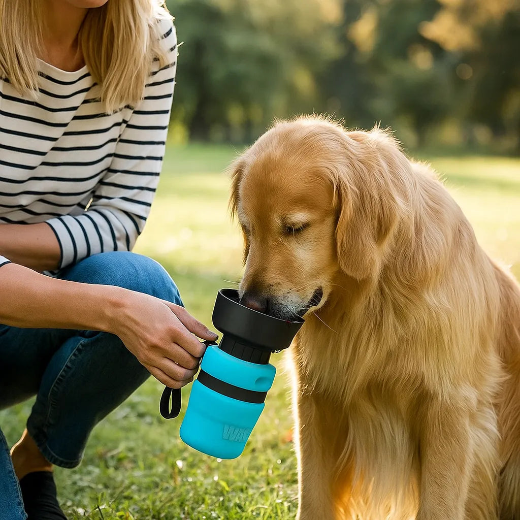 Faltbare Hundewasserflasche mit Trinknapf | Praktisch für unterwegs