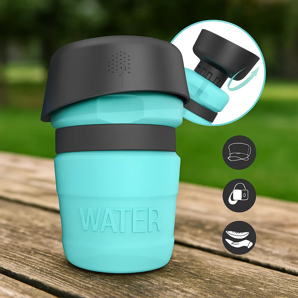 Faltbare Hundewasserflasche mit Trinknapf | Praktisch für unterwegs