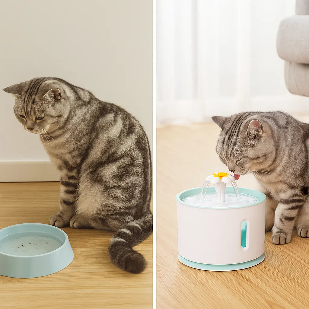 Katzenbrunnen mit Filter | Flüsterleiser Trinkbrunnen für Katzen