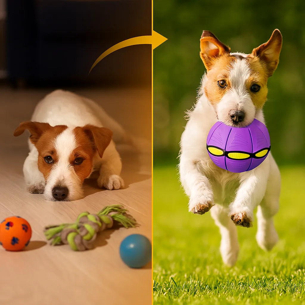 Hundespielzeug Frisbee & Ball | 2-in-1 Apportierspiel für Hunde