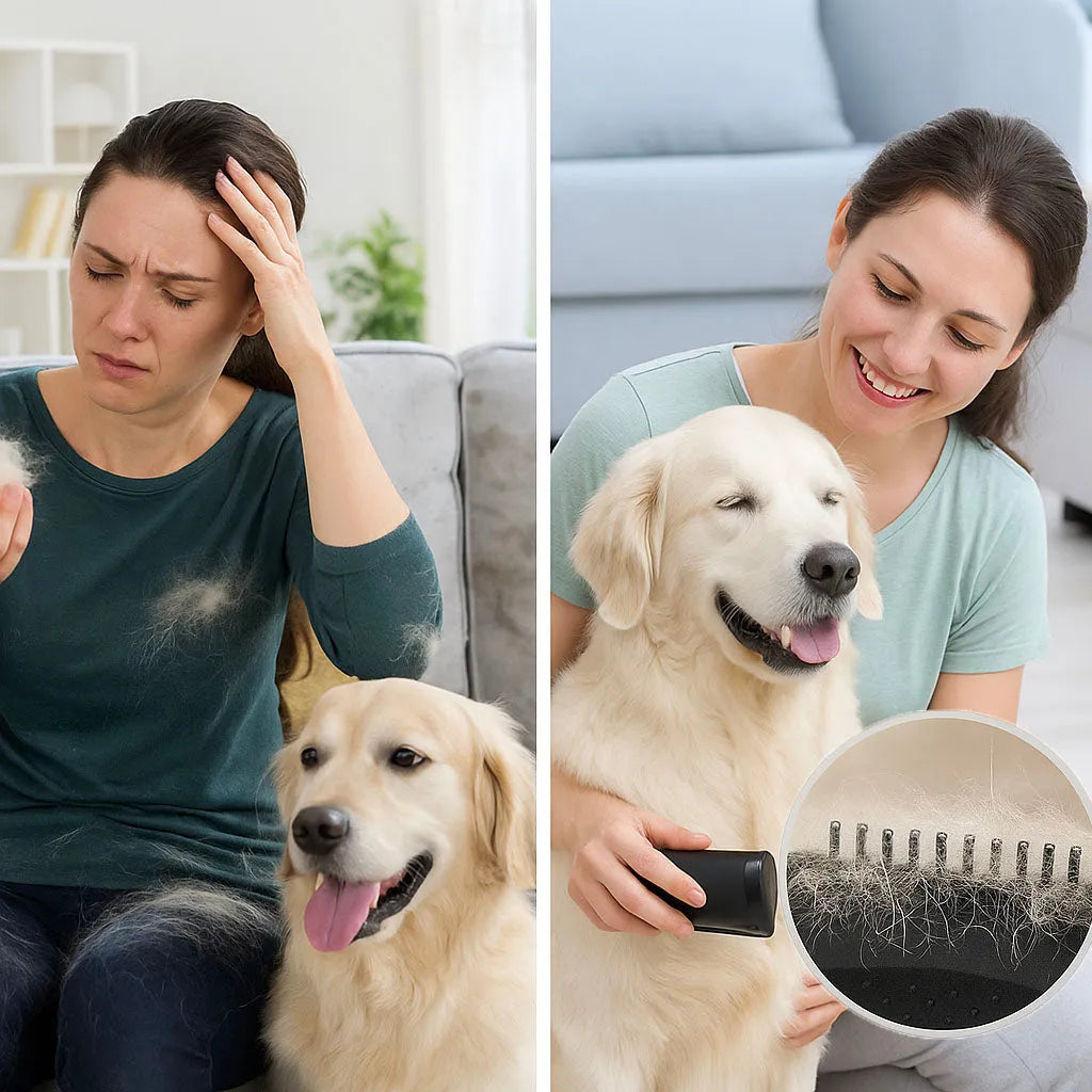 Hunde & Katzen Fellbürste gegen Unterwolle & Haaren – Effiziente Tierhaarentfernung