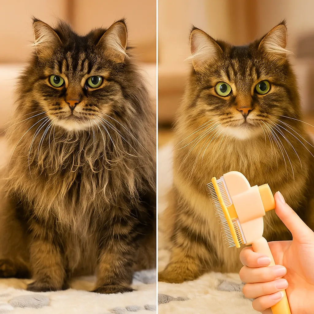 Katzenbürste | Sanfte Enthaarungsbürste für glänzendes Fell & weniger Haare