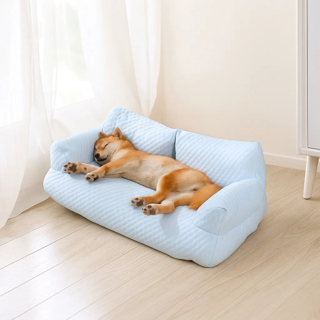 Hundesofa Kühlfunktion – Atmungsaktives Hundebett mit Rückenlehne