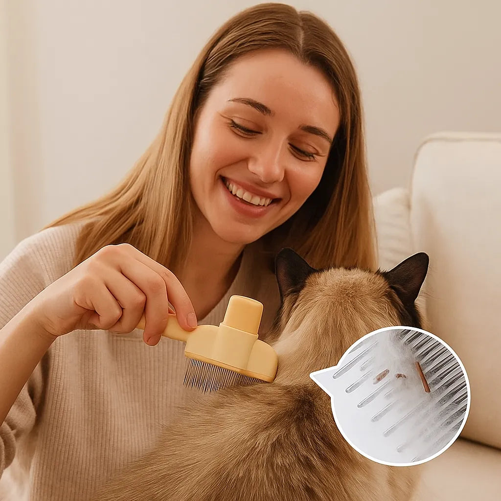 Katzenbürste | Sanfte Enthaarungsbürste für glänzendes Fell & weniger Haare