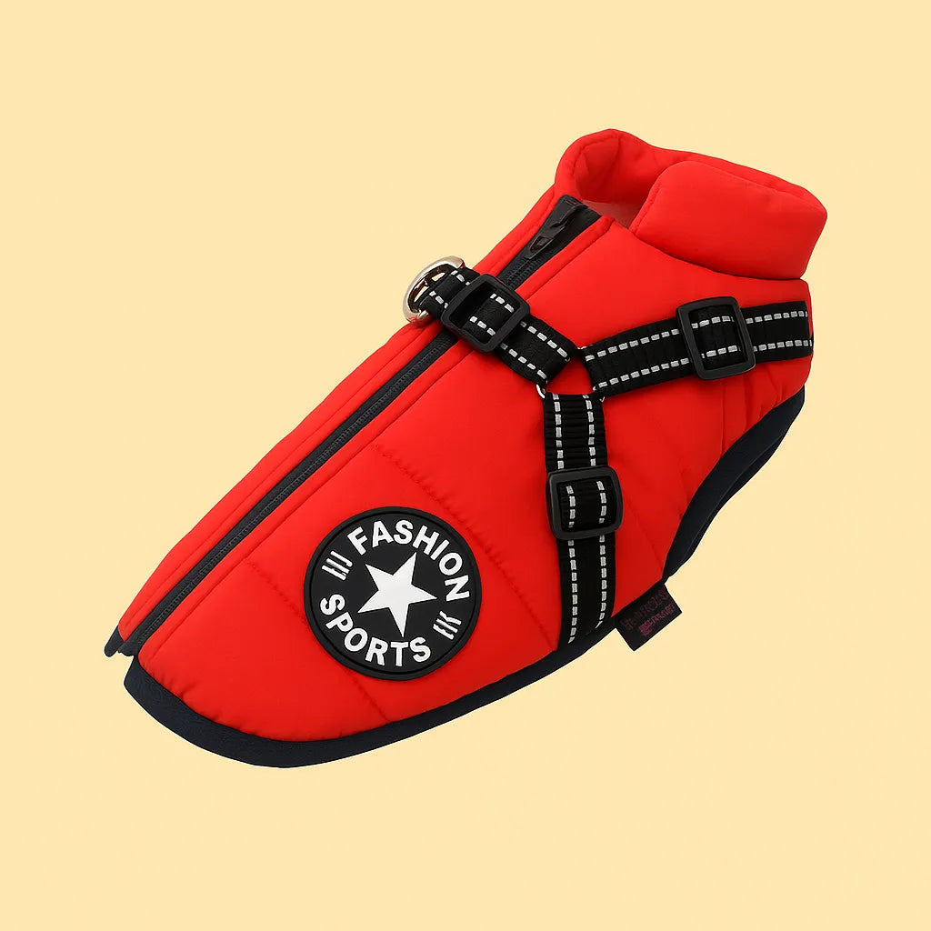 Winterhundejacke mit Geschirr – Warm & Sicher | Für kleine & große Hunde