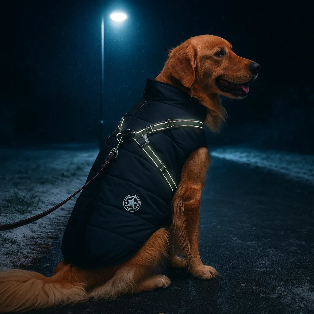 Winterhundejacke mit Geschirr – Warm & Sicher | Für kleine & große Hunde