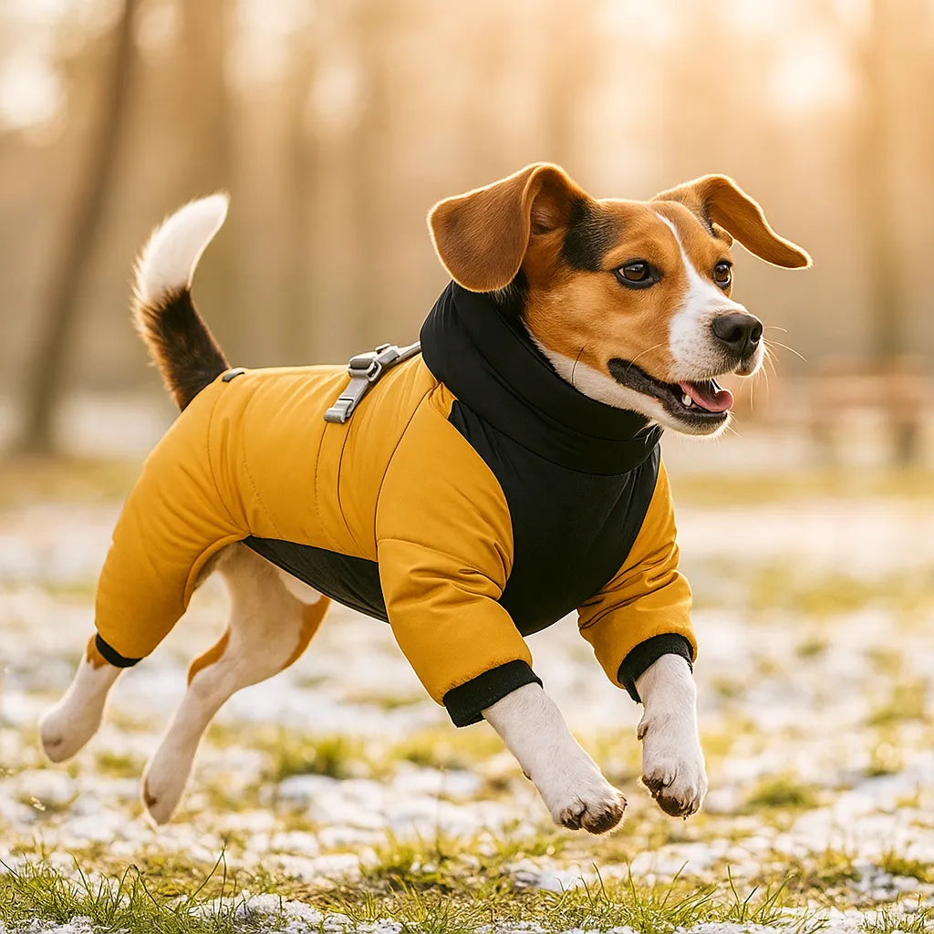 Winter Hundemantel mit Beinen & Kapuze – Wasserdicht, Winddicht, Reflektierend