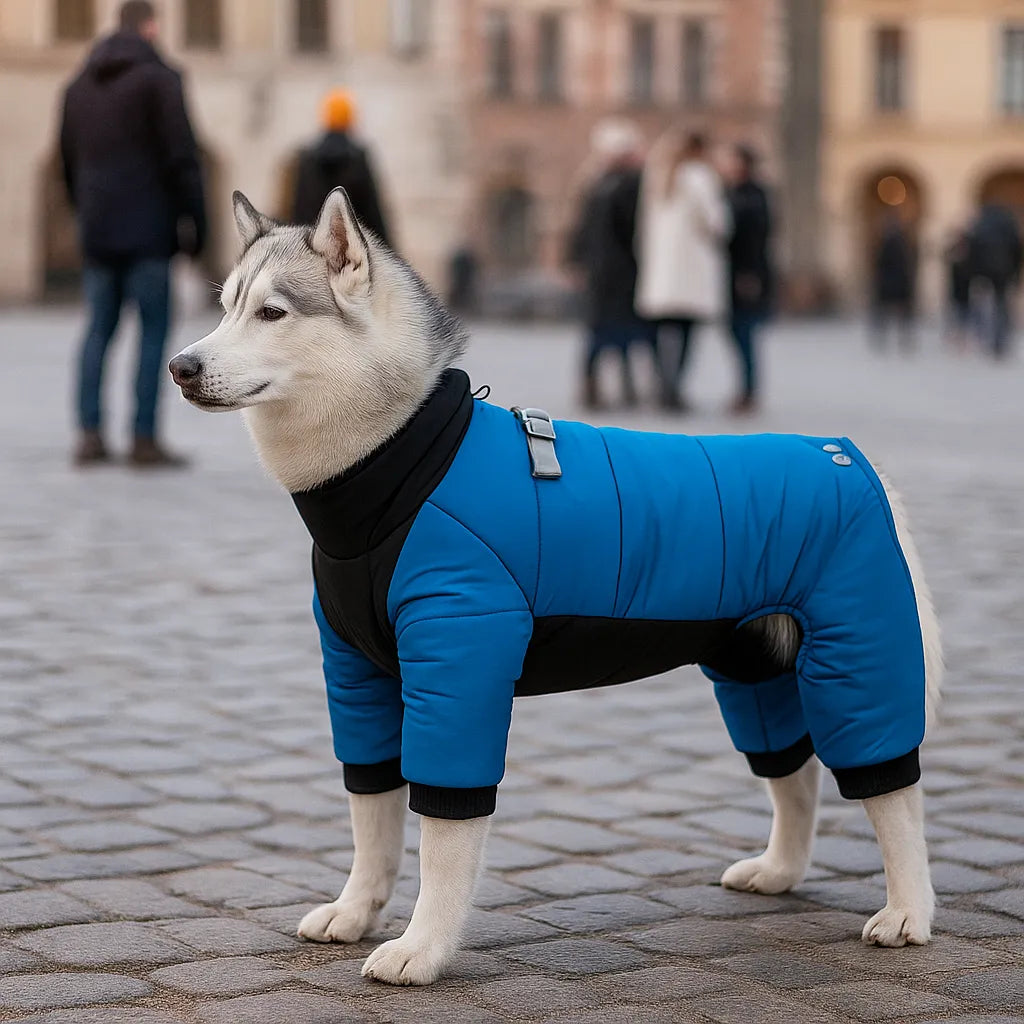 Winter Hundemantel mit Beinen & Kapuze – Wasserdicht, Winddicht, Reflektierend