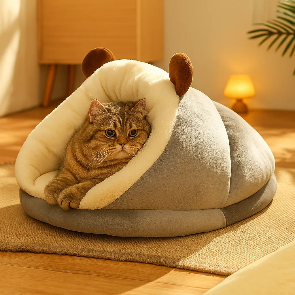 Katzenbett flauschig & weich | Waschbares Kuschelkissen für Katzen