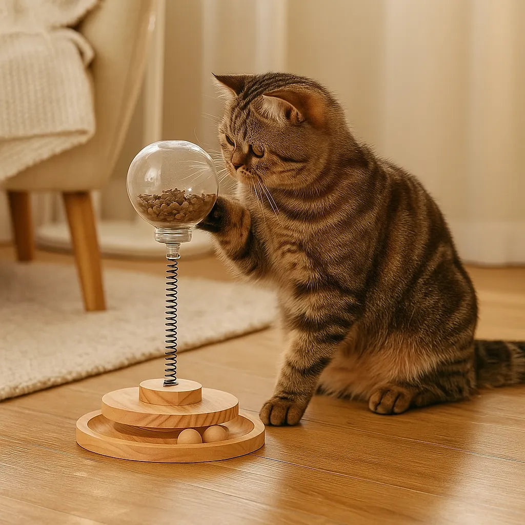 Futterball & Intelligenzspielzeug Katze – Mit Feder | Fördert Aktivität & Verdauung