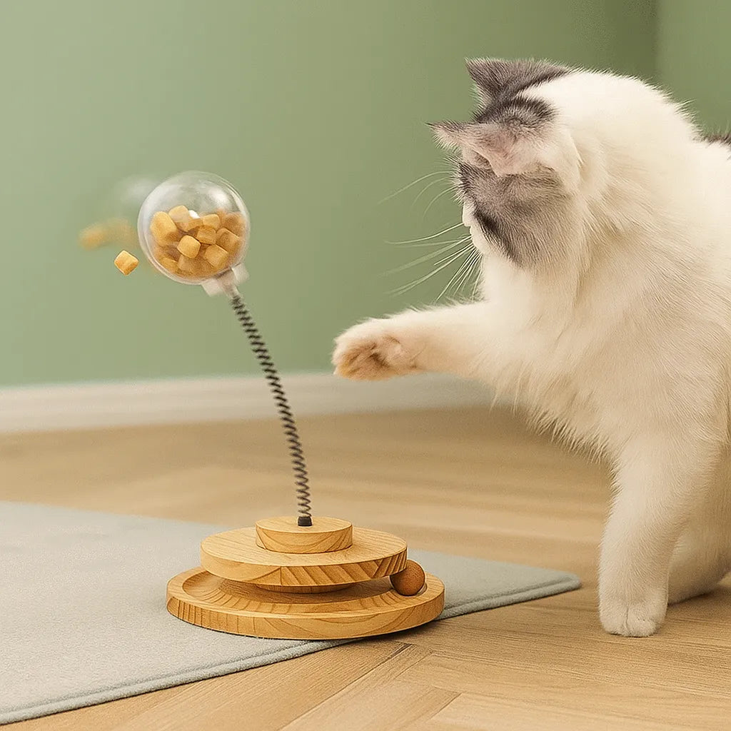 Futterball & Intelligenzspielzeug Katze – Mit Feder | Fördert Aktivität & Verdauung