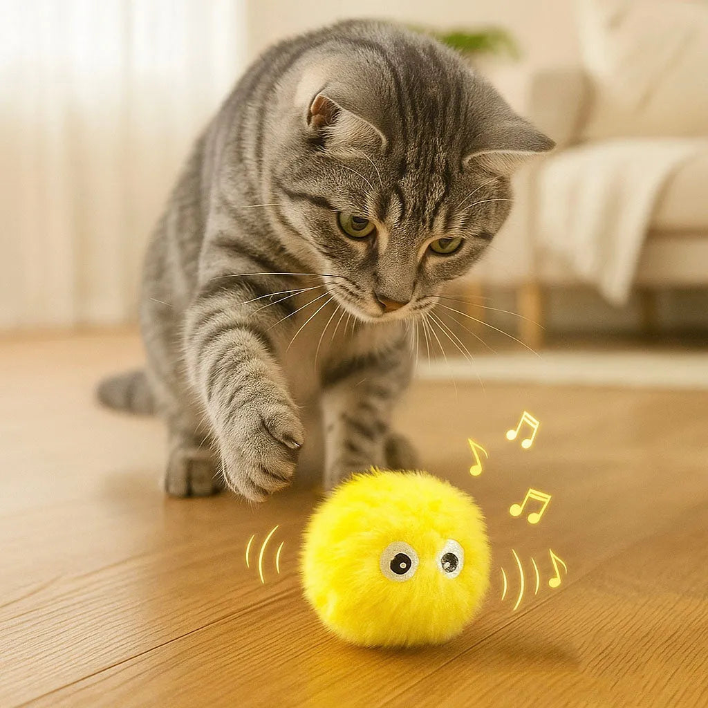 Interaktiver Katzenball mit Tiergeräuschen | Jagd- & Spielzeug für Katzen