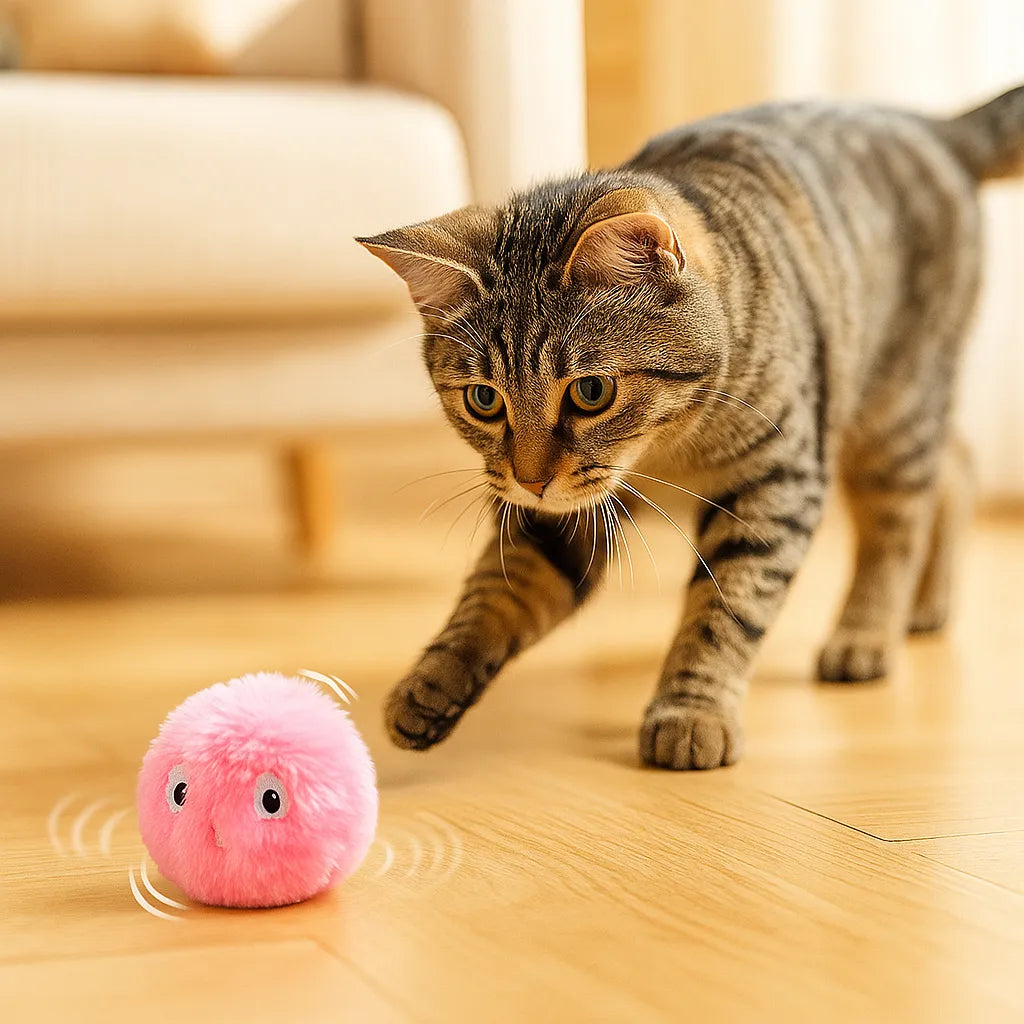 Interaktiver Katzenball mit Tiergeräuschen | Jagd- & Spielzeug für Katzen