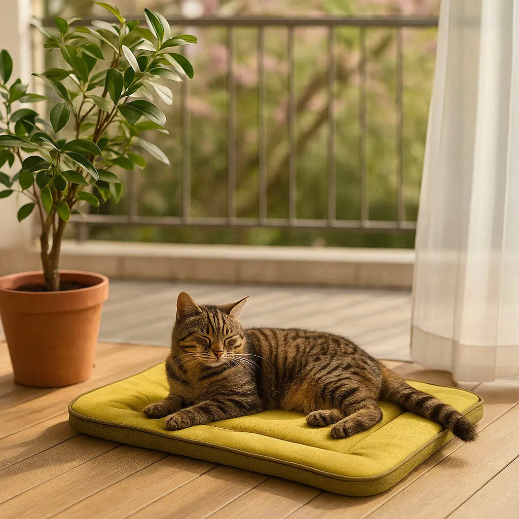 Katzenbett Ganzjährig | Faltbares Kuschelbett für Sommer & Winter