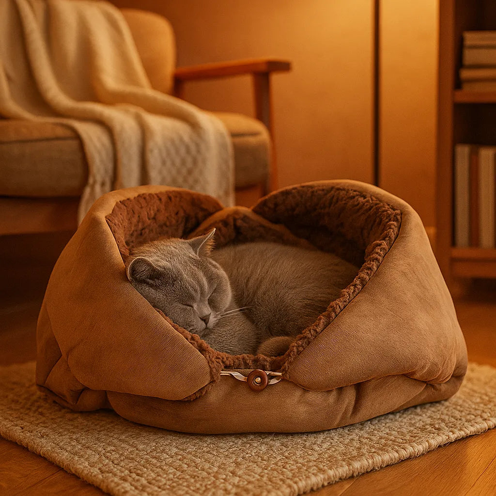 2-in-1 Katzenbett & Kuscheldecke – Weiches Kuschelbett für Katzen