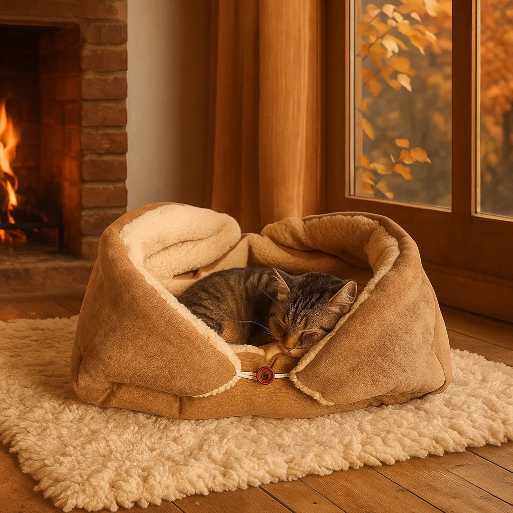 2-in-1 Katzenbett & Kuscheldecke – Weiches Kuschelbett für Katzen