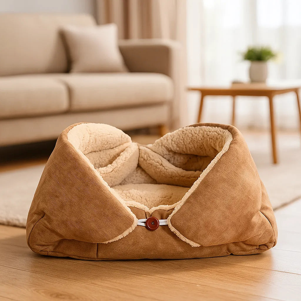 2-in-1 Katzenbett & Kuscheldecke – Weiches Kuschelbett für Katzen