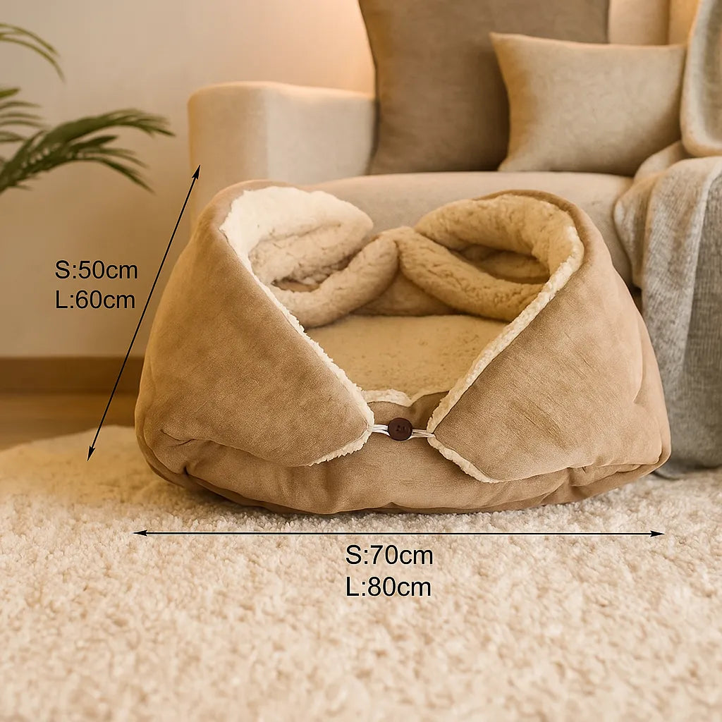 2-in-1 Katzenbett & Kuscheldecke – Weiches Kuschelbett für Katzen