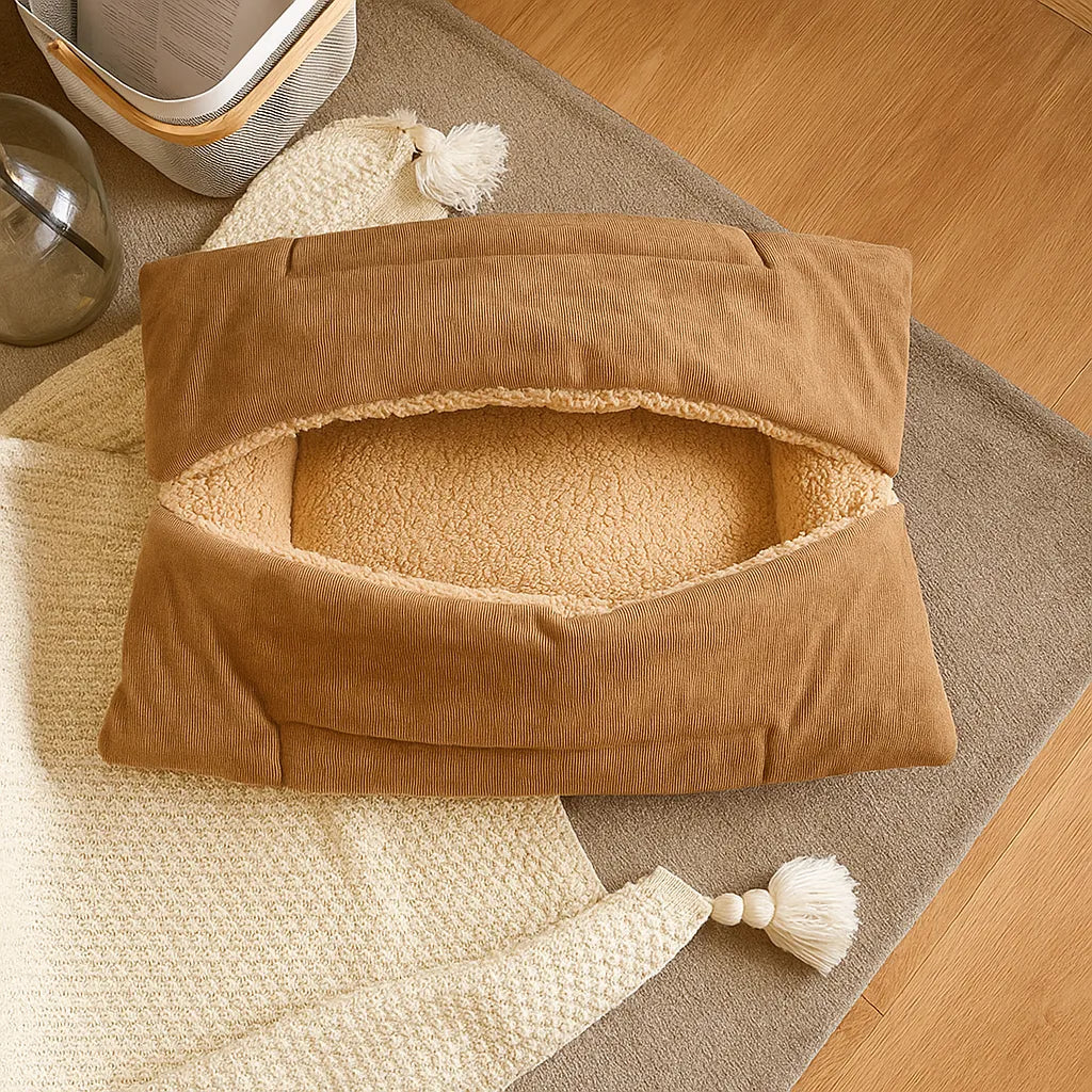 2-in-1 Katzenbett & Kuscheldecke – Weiches Kuschelbett für Katzen