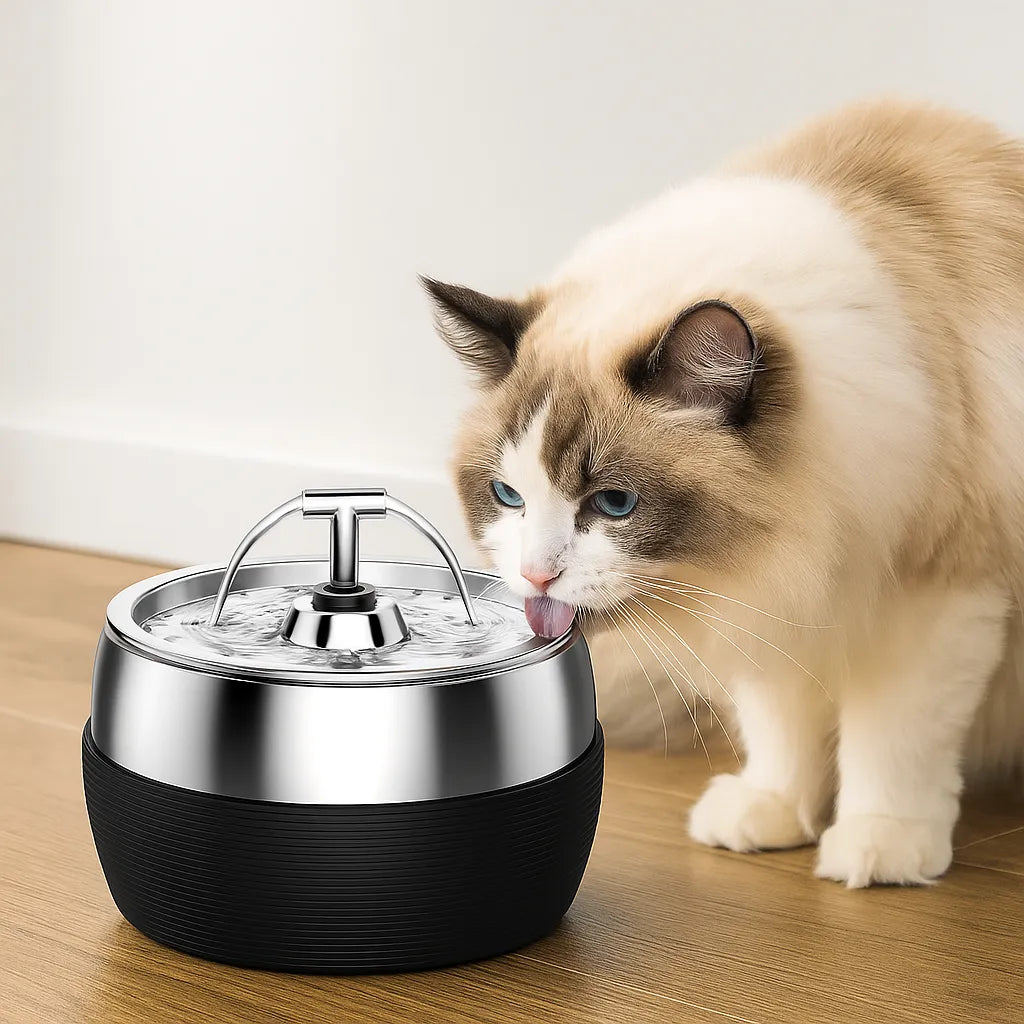 Edelstahl Trinkbrunnen für Katzen & Hunde – Fließendes Wasser