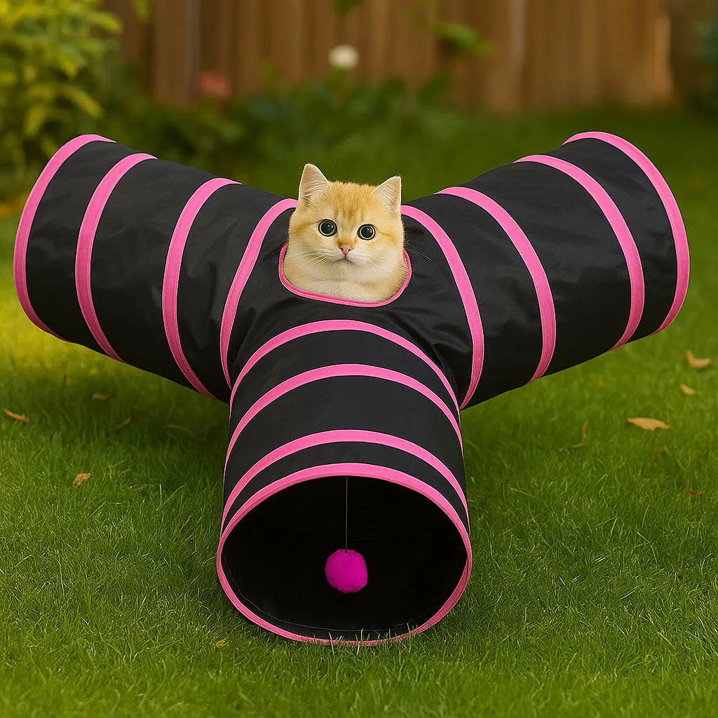 Spieltunnel 3-Wege faltbar für Katzen & kleine Hunde | Katzentunnel