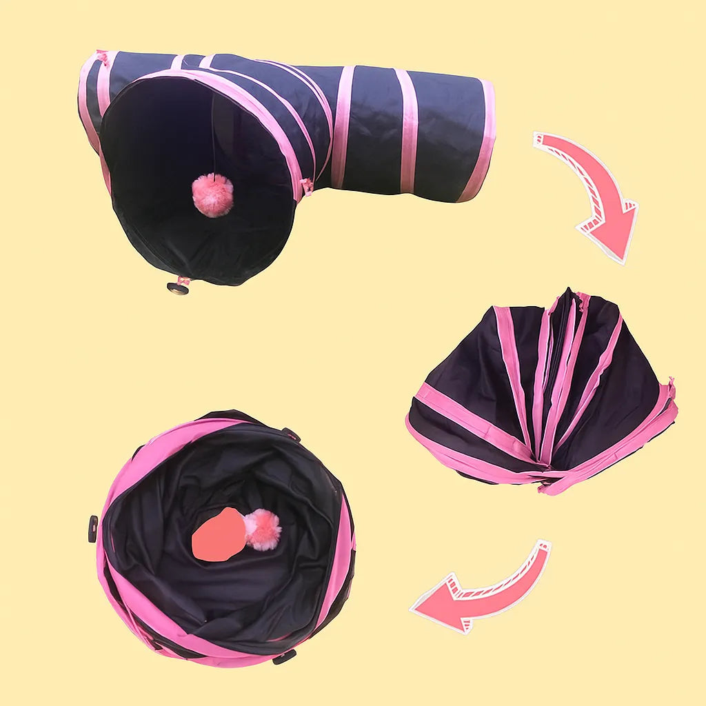 Spieltunnel 3-Wege faltbar für Katzen & kleine Hunde | Katzentunnel