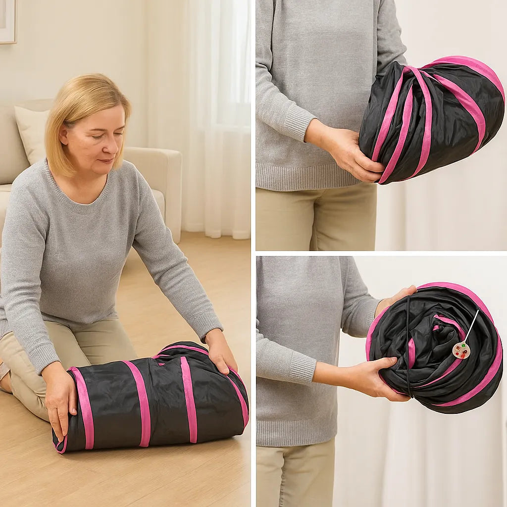 Spieltunnel 3-Wege faltbar für Katzen & kleine Hunde | Katzentunnel