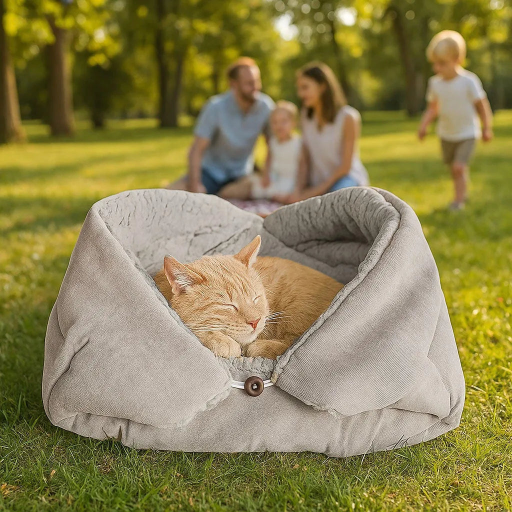 2-in-1 Katzenbett & Kuscheldecke – Weiches Kuschelbett für Katzen
