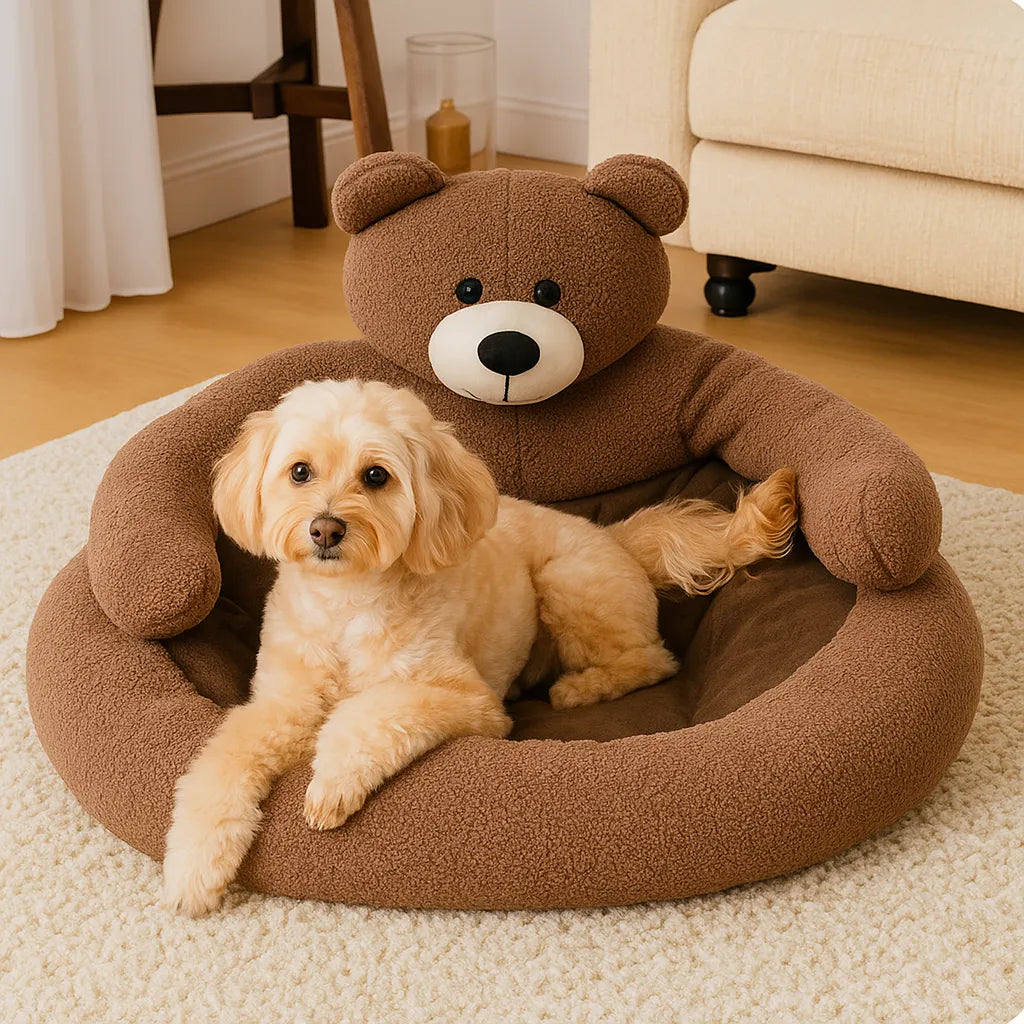 Hundebett Beruhigend | Flauschiges Winter-Kuschelbett mit anpassbaren Armen