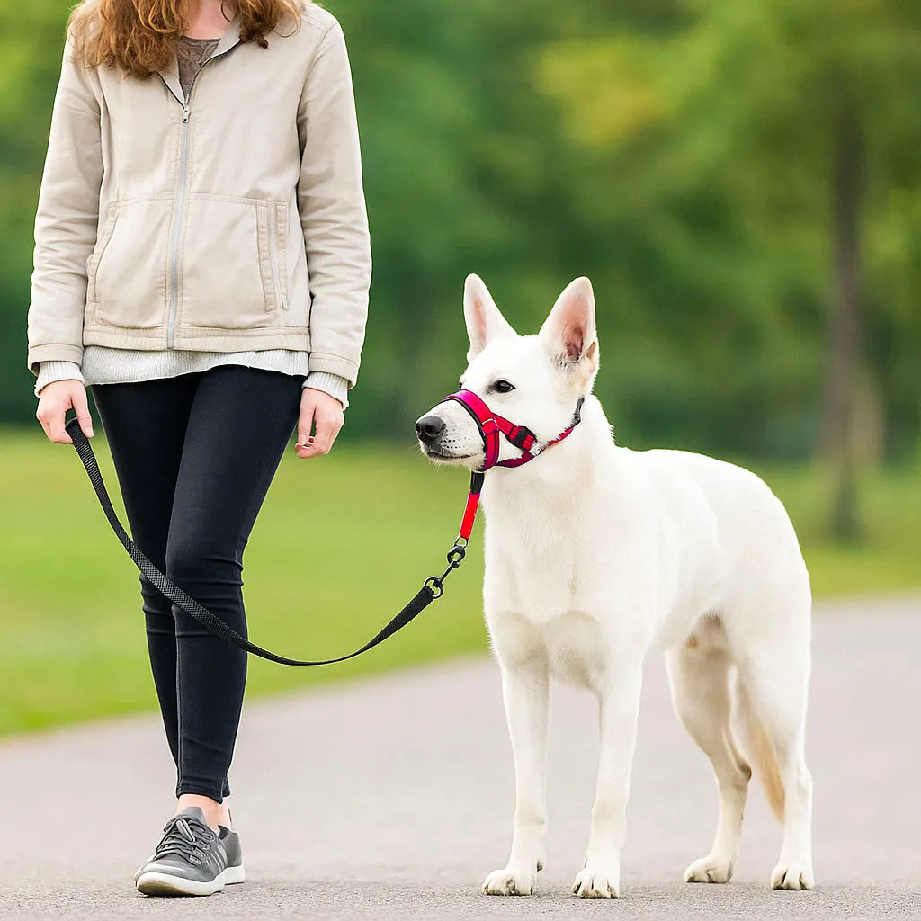 Hundehalfter gegen Ziehen – Verstellbar mit Leine für Gassi gehen