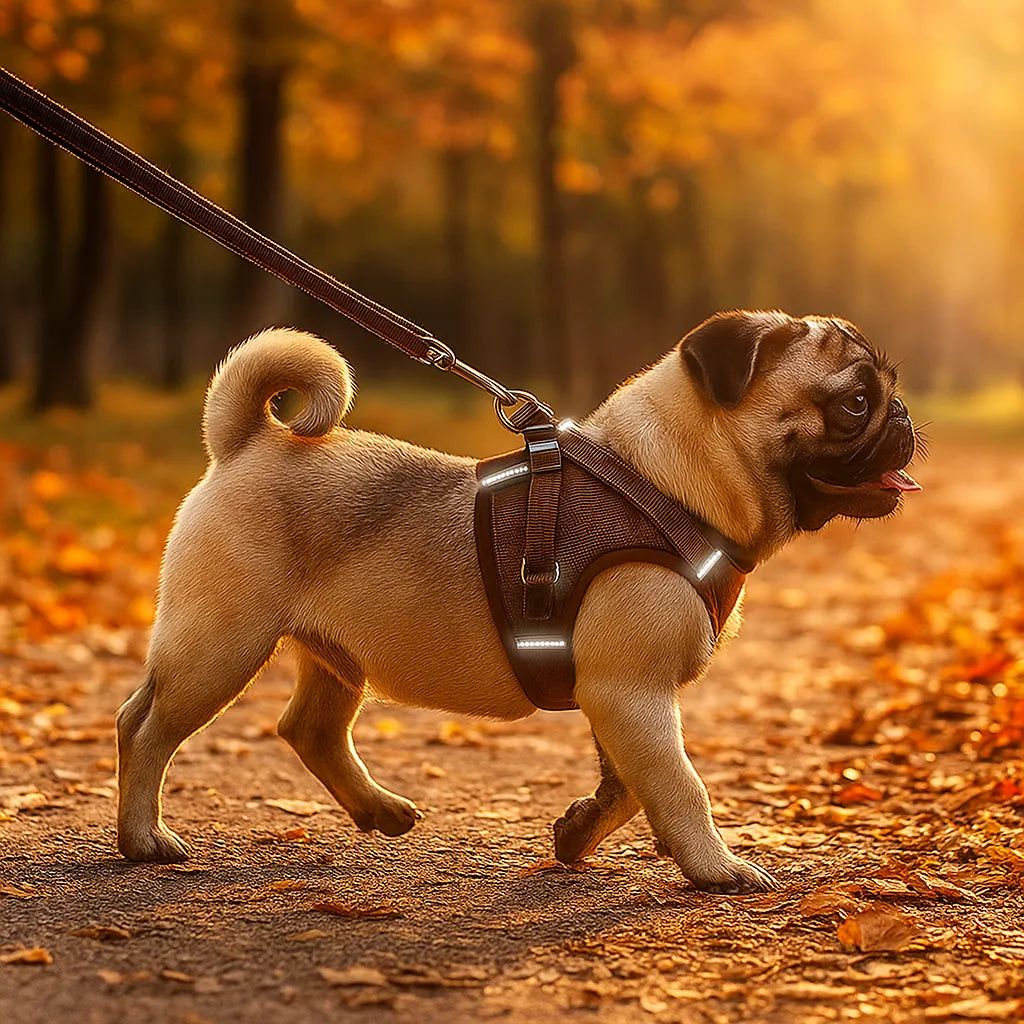 Hundegeschirr mit Leine | Atmungsaktiv, verstellbar & reflektierend