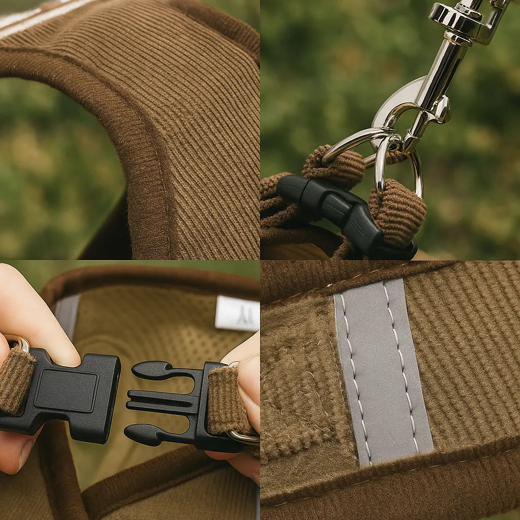 Hundegeschirr mit Leine | Atmungsaktiv, verstellbar & reflektierend