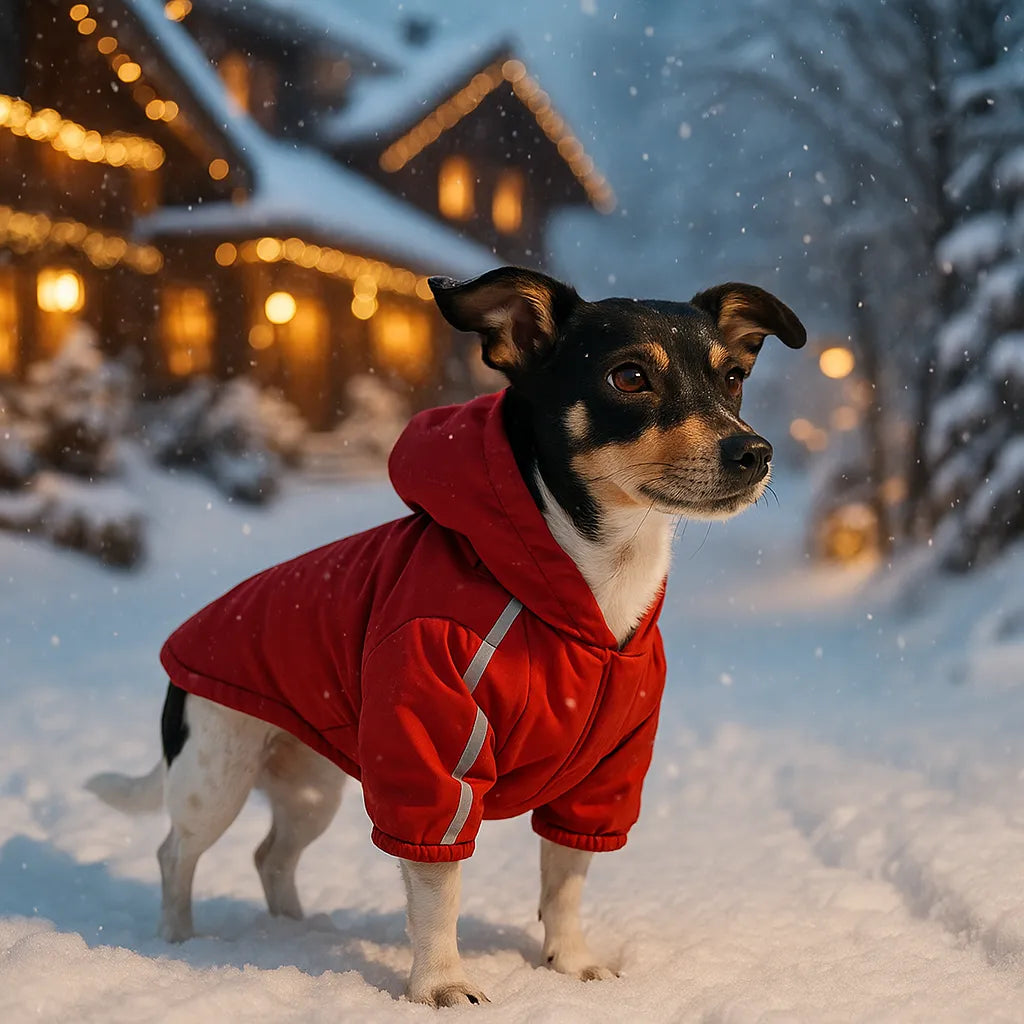 Warme Hundejacke Winter | Wasserdicht, reflektierend mit Kapuze