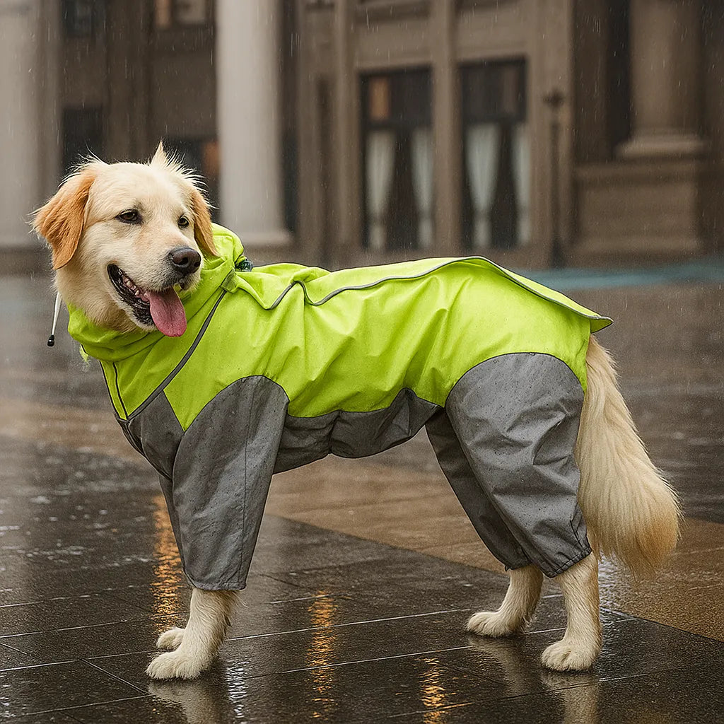Wasserdichte Hunde regenjacke | Leichter Hundejumpsuit mit Beinen