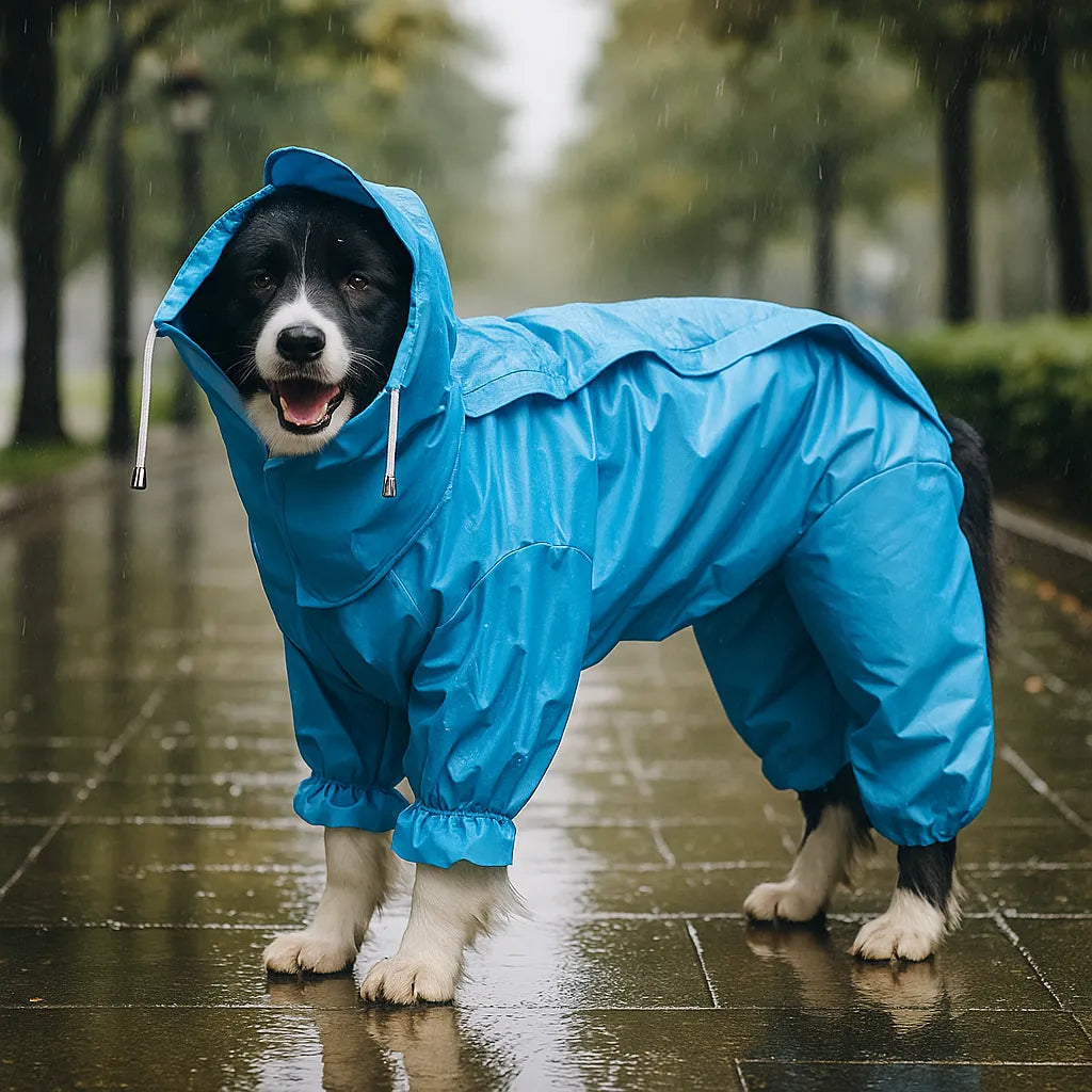 Wasserdichte Hunde regenjacke | Leichter Hundejumpsuit mit Beinen