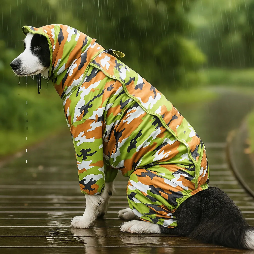 Wasserdichte Hunde regenjacke | Leichter Hundejumpsuit mit Beinen