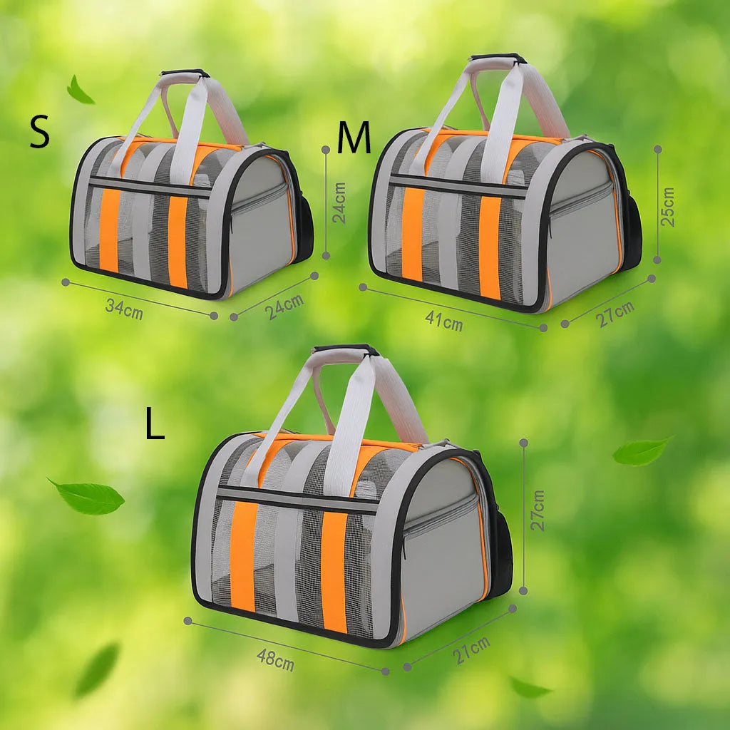 Katzen Transportbox weich & faltbar | Atmungsaktive Tragetasche mit Netz & Tragegriff