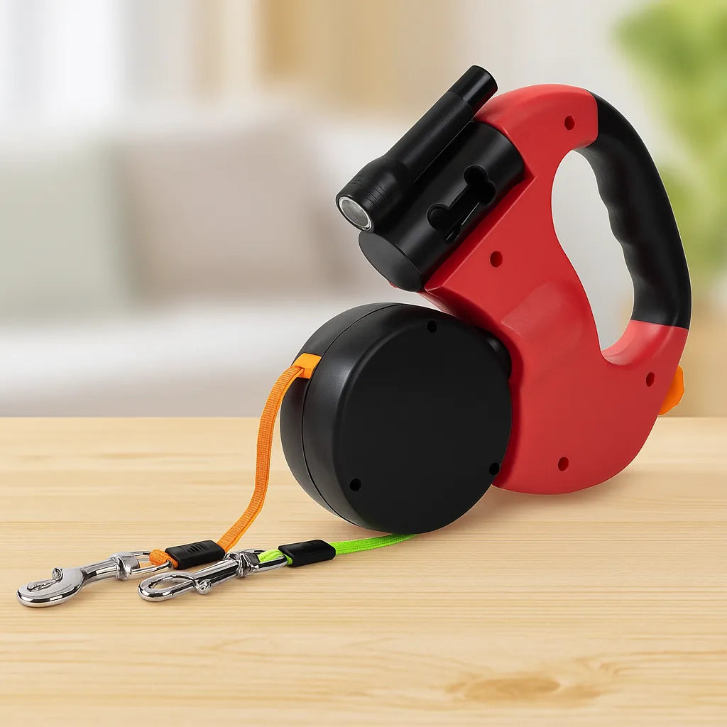 Doppelleine für 2 Hunde | Robust mit Drehgelenk & LED-Licht