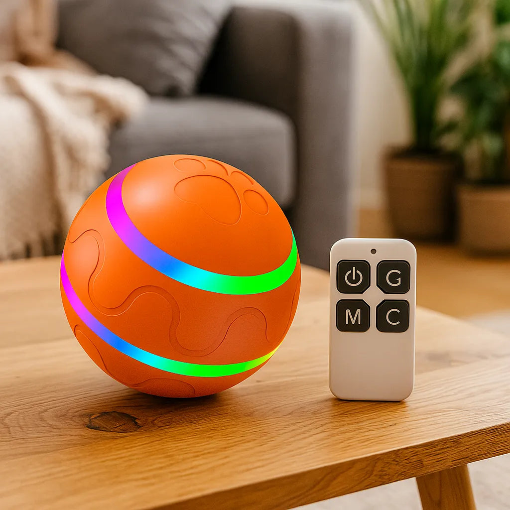 Hundespielzeug interaktiv | Selbstrollender LED Ball für Hunde