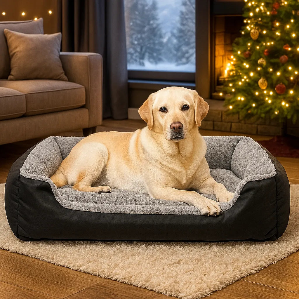 Hundebett mit erhöhtem Rand | Weiches & formstabiles Kuschelbett