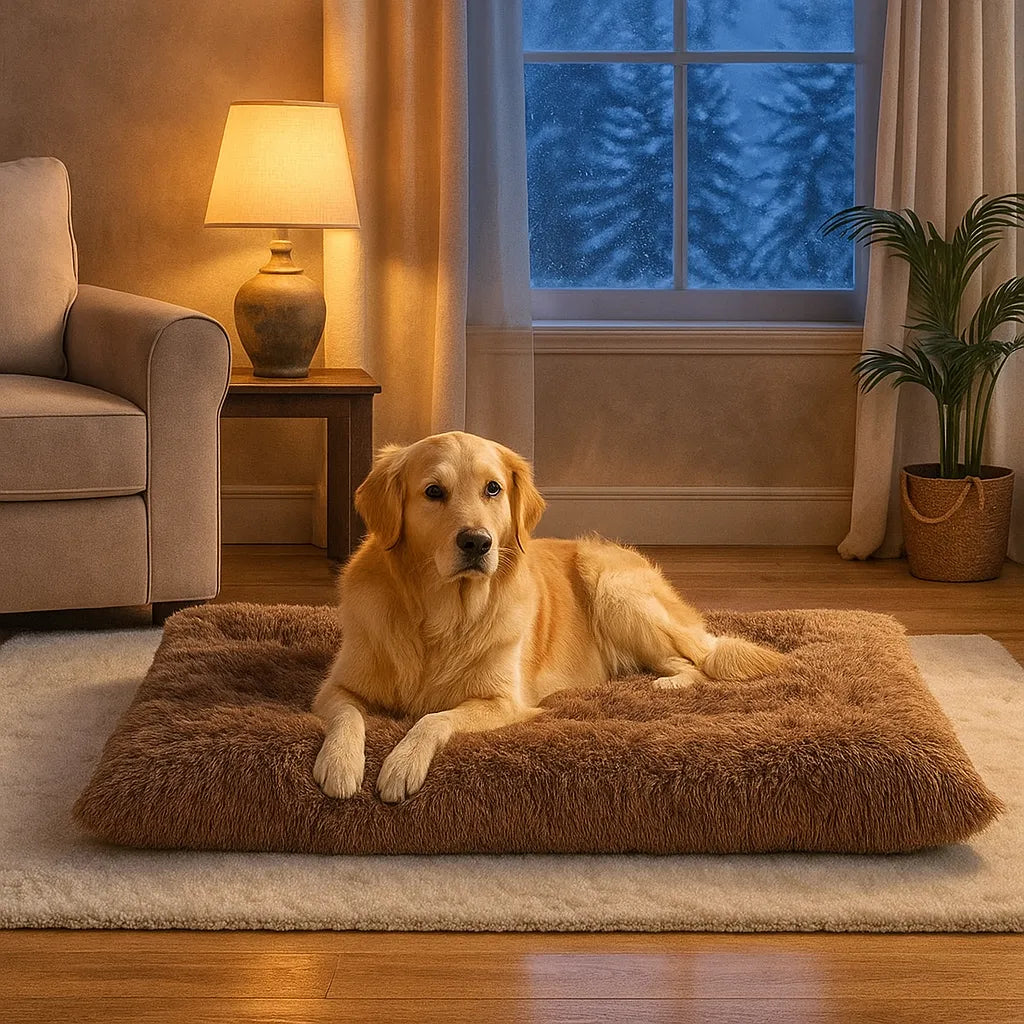 Hundebett Plüsch waschbar | Rutschfestes & faltbares Kuschelbett für Winter & Alltag