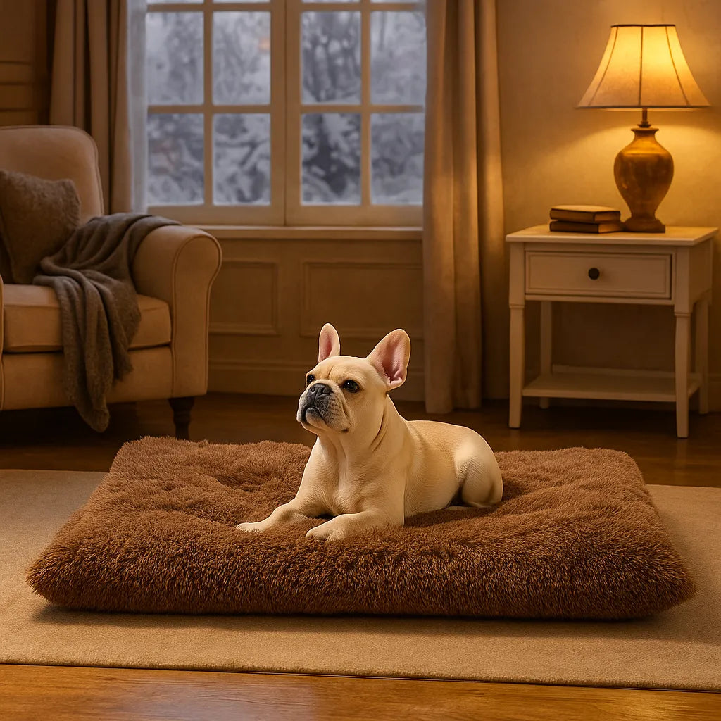 Hundebett Plüsch waschbar | Rutschfestes & faltbares Kuschelbett für Winter & Alltag