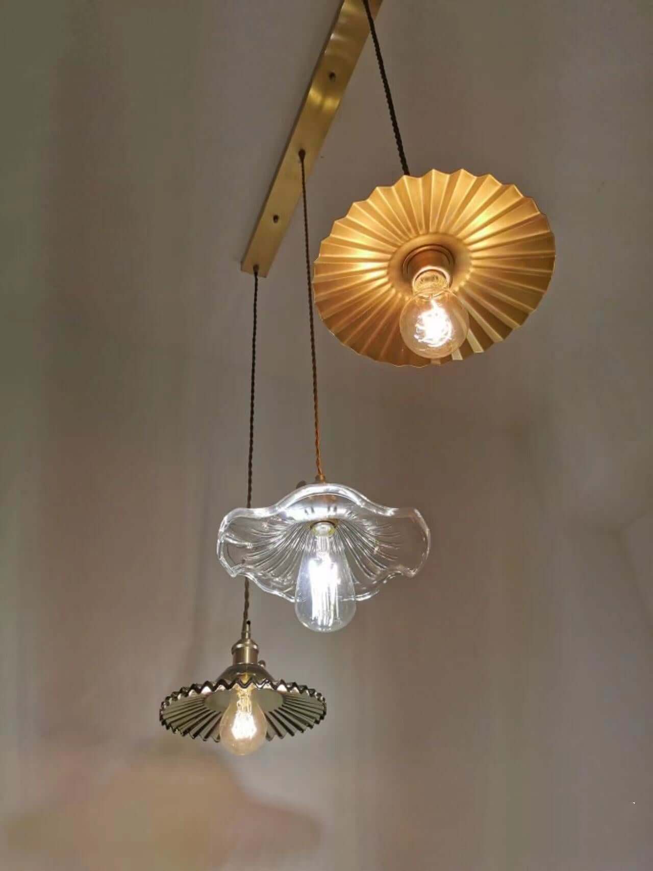 LED-Hängeleuchte, Buntglas & Kupfer - Modernes Design