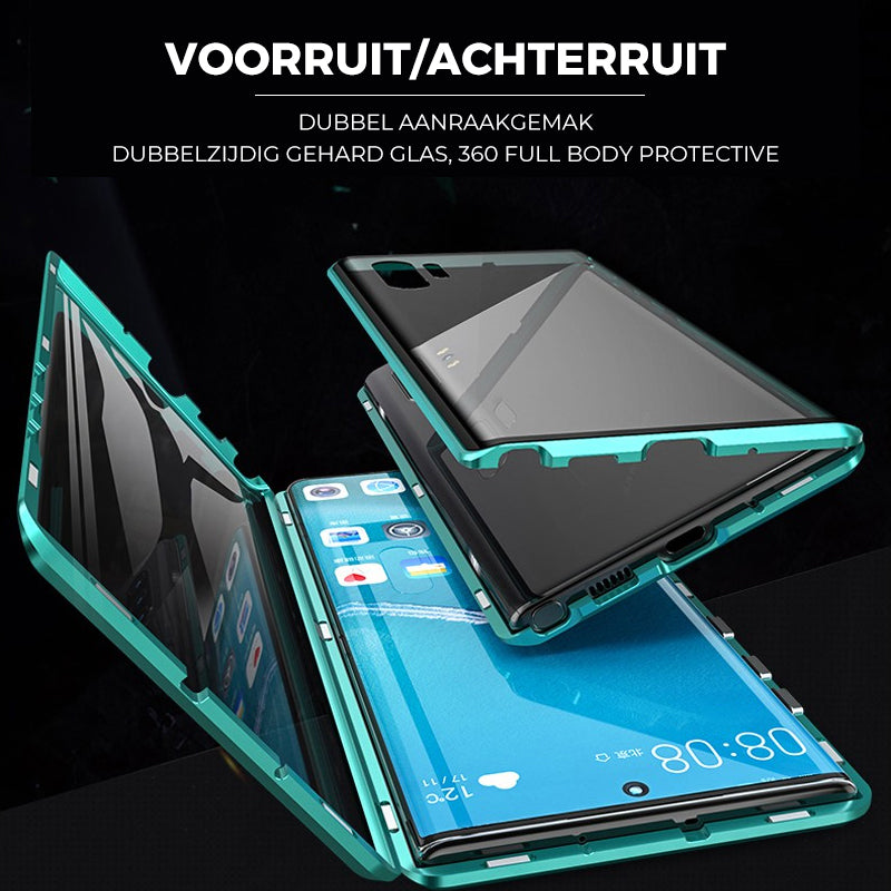 Magnetische gehärtete Glas doppelseitige Handytasche für Samsung