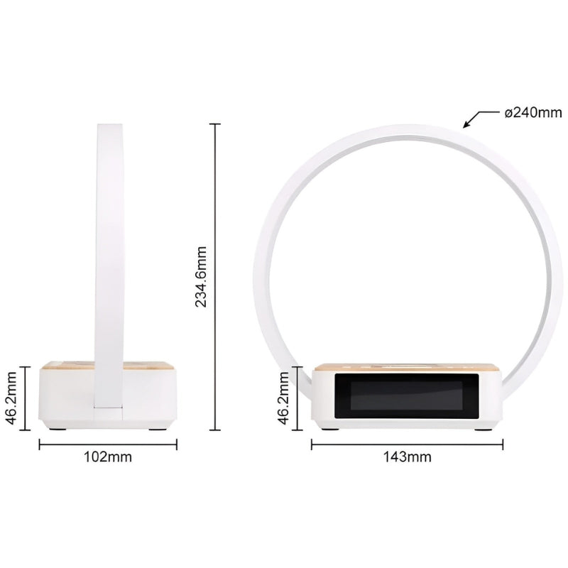 Zelara - Smart Beleuchtung Tischlampe mit kabellosem Ladegerät und Alarmfunktion