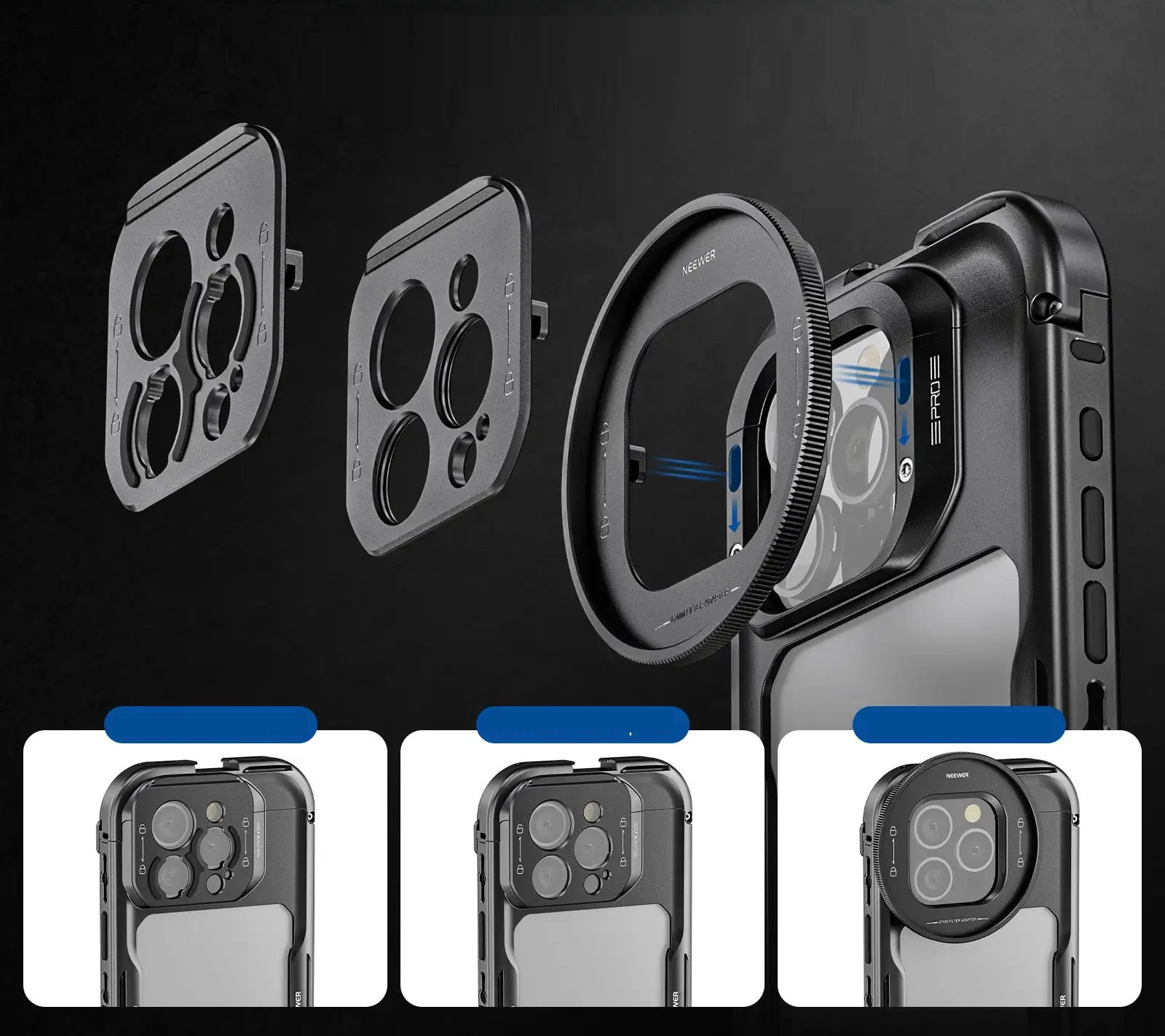 Phone Cage Video Rig mit dualen Griffen – Pro-Stabilisator für iPhone 15 Pro/Max Filmmaking & Vlogging