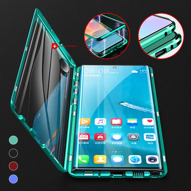 Magnetisches gehärtetes Glas doppelseitige Telefonhülle für Samsung