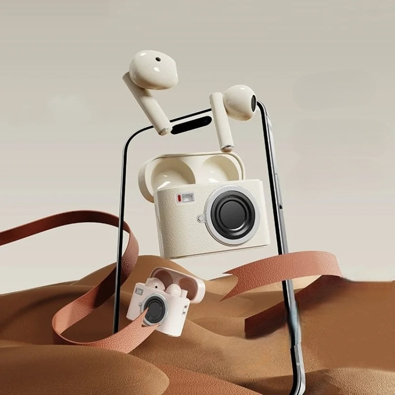 Retro Kamera Ohrhörer – True Wireless Bluetooth Kopfhörer mit Semi-In-Ear Komfort
